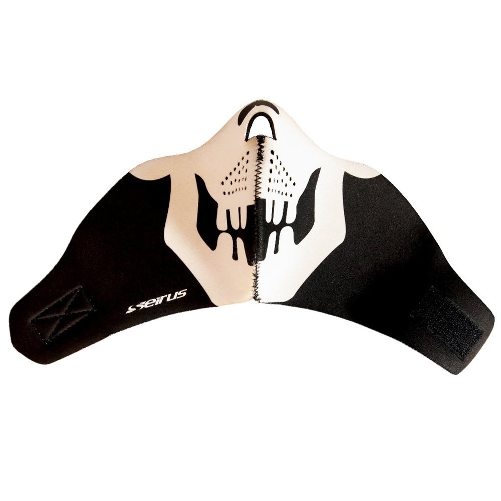 Seirus Neoprene Face Mask w/ Skull Print, Size XS Black & White